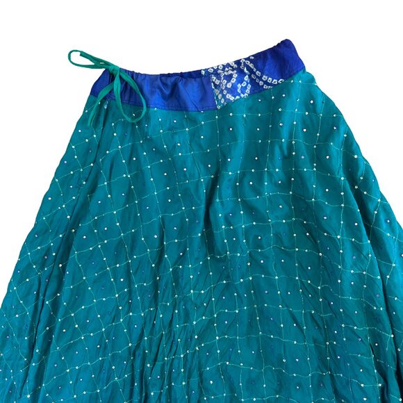 Vintage Beaded Mirror Full Sari Skirt Size Medium - Picture 4 of 6